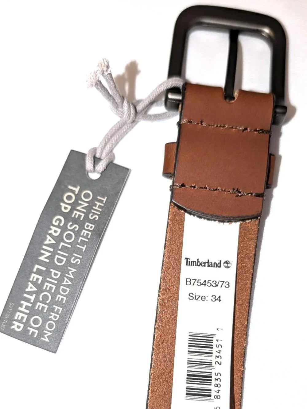NWT Timberland Men's | Size 34 Genuine Leather Solid Brown Belt